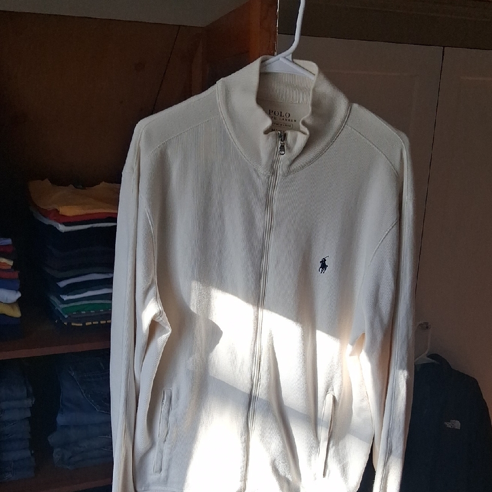 Polo by Ralph Lauren Men's Cream Full Zip Sweater